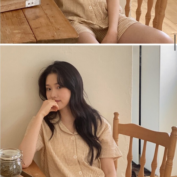 🇰🇷 juuneedu checkered plaid cotton pajama set - Picture 5 of 14